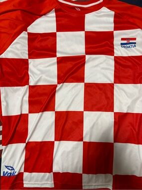 Croatia Red & White Checker Soccer Jersey